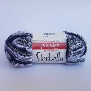 Starbella LUXE Premier Yarn Snowy Night 3.5oz Metallic Shimmer Fuzzy Skien Ball